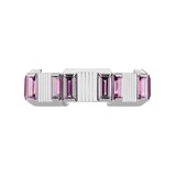 Gucci 18k White Gold 7mm Gucci Link to Love Rubelite Ring Size 6.5