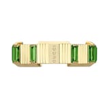 Gucci 18k Yellow Gold 7mm Gucci Link to Love Green Tourmaline Ring Size 6.5