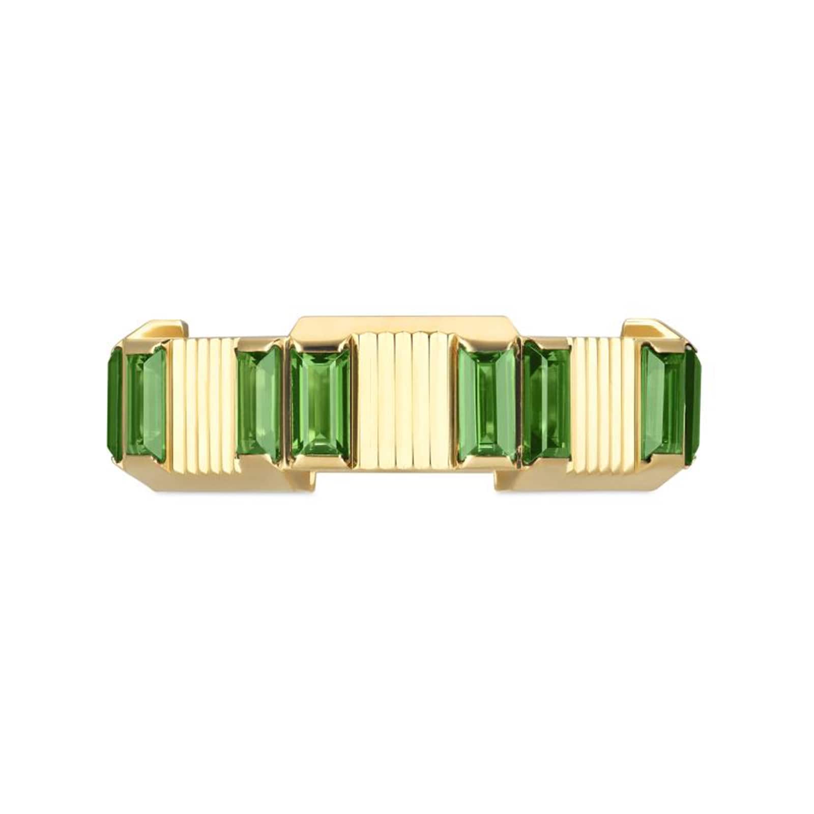 Gucci 18k Yellow Gold 7mm Gucci Link to Love Green Tourmaline Ring Size 6.5