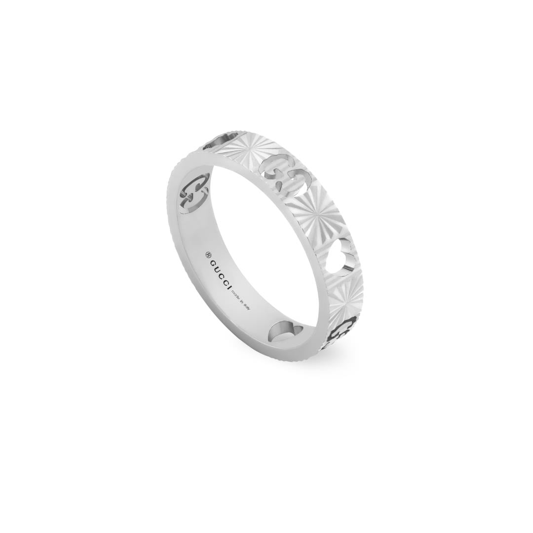 Gucci 18ct White Gold Icon Cut Out Ring - 4mm Gucci 18ct White Gold Icon Cut Out Ring - 4mm