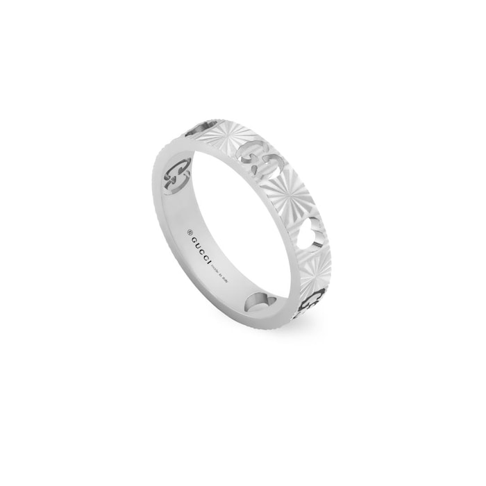 Gucci 18ct White Gold Icon Cut Out Ring - 4mm