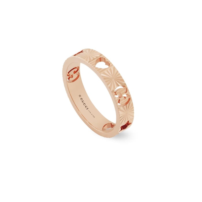 Gucci Icon 18ct Rose Gold Cut Out Ring - 4mm