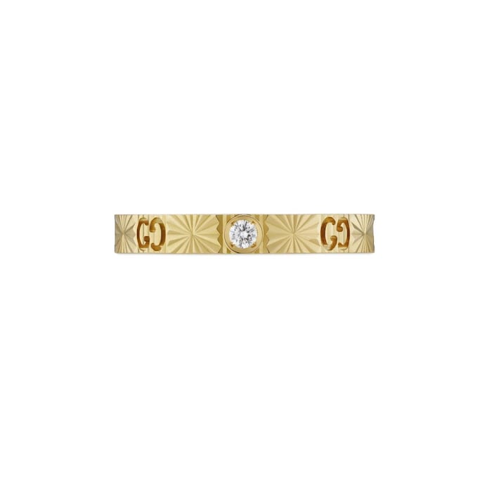 Gucci Icon 18ct Yellow Gold 0.03ct Diamond Cut Out Ring - 3mm