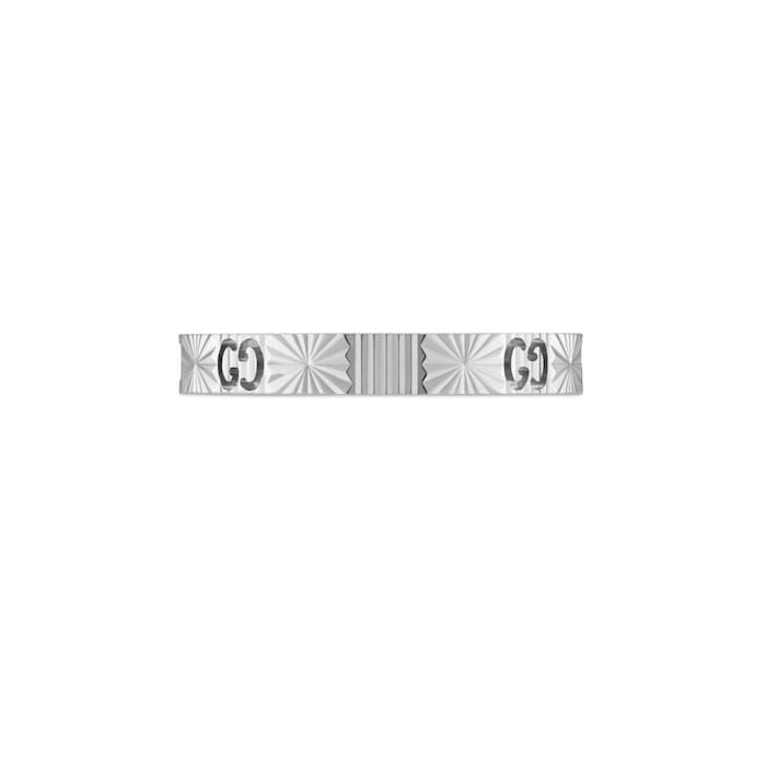 Gucci 18ct White Gold 0.03ct Diamond Cut Out Ring - 3mm