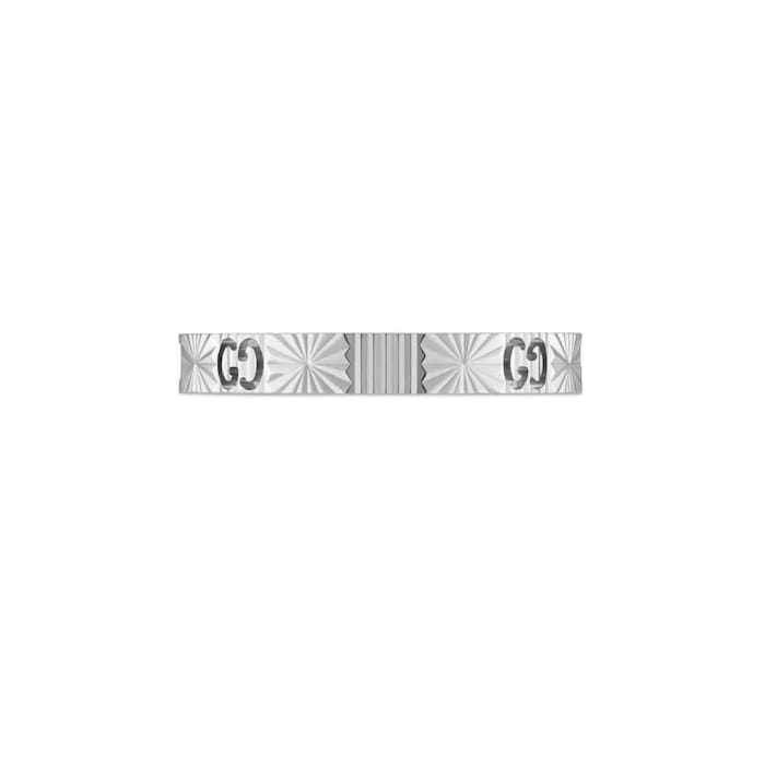 Gucci Icon 18ct White Gold 0.03ct Diamond Cut Out Ring - 3mm