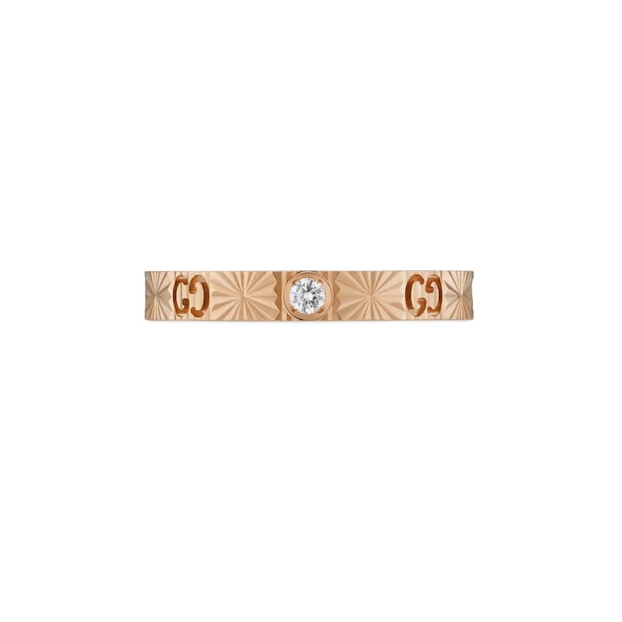 Gucci Icon 18ct Rose Gold 0.03ct Diamond Cut Out Ring - 3mm