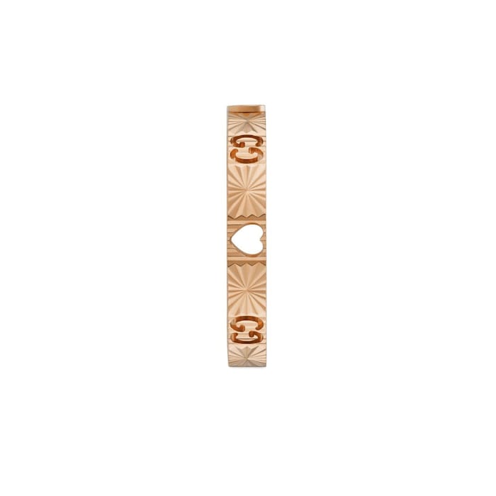 Gucci Icon 18ct Rose Gold 0.03ct Diamond Cut Out Ring - 3mm