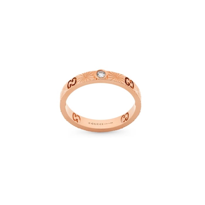 Gucci Icon 18ct Rose Gold 0.03ct Diamond Cut Out Ring - 3mm