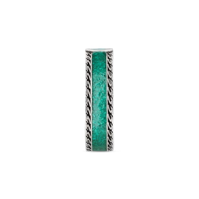 Gucci Gucci Interlocking Sterling Silver & Green Enamel Ring