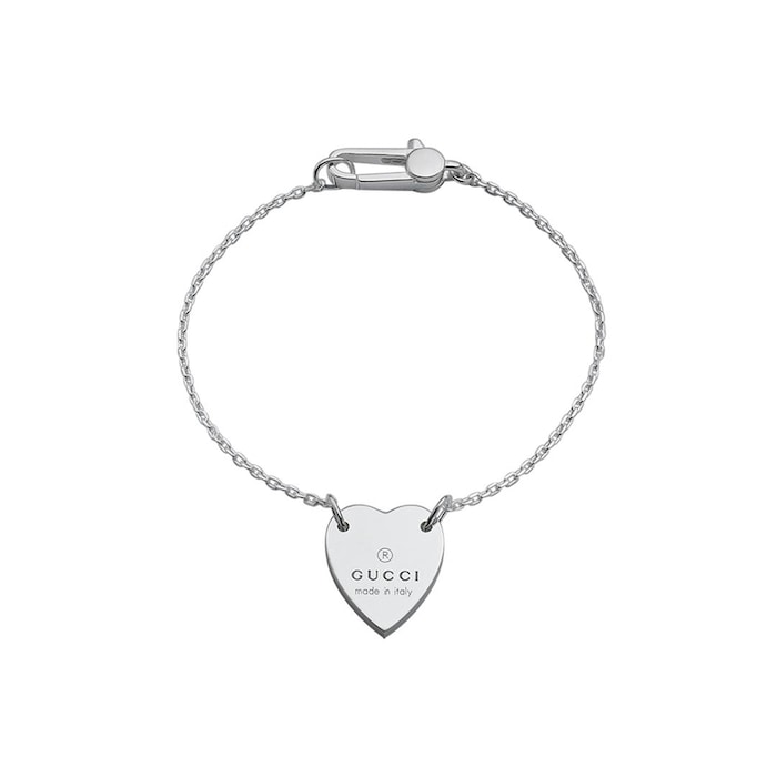 GUCCI Sterling Silver Gucci Trademark Heart Bracelet