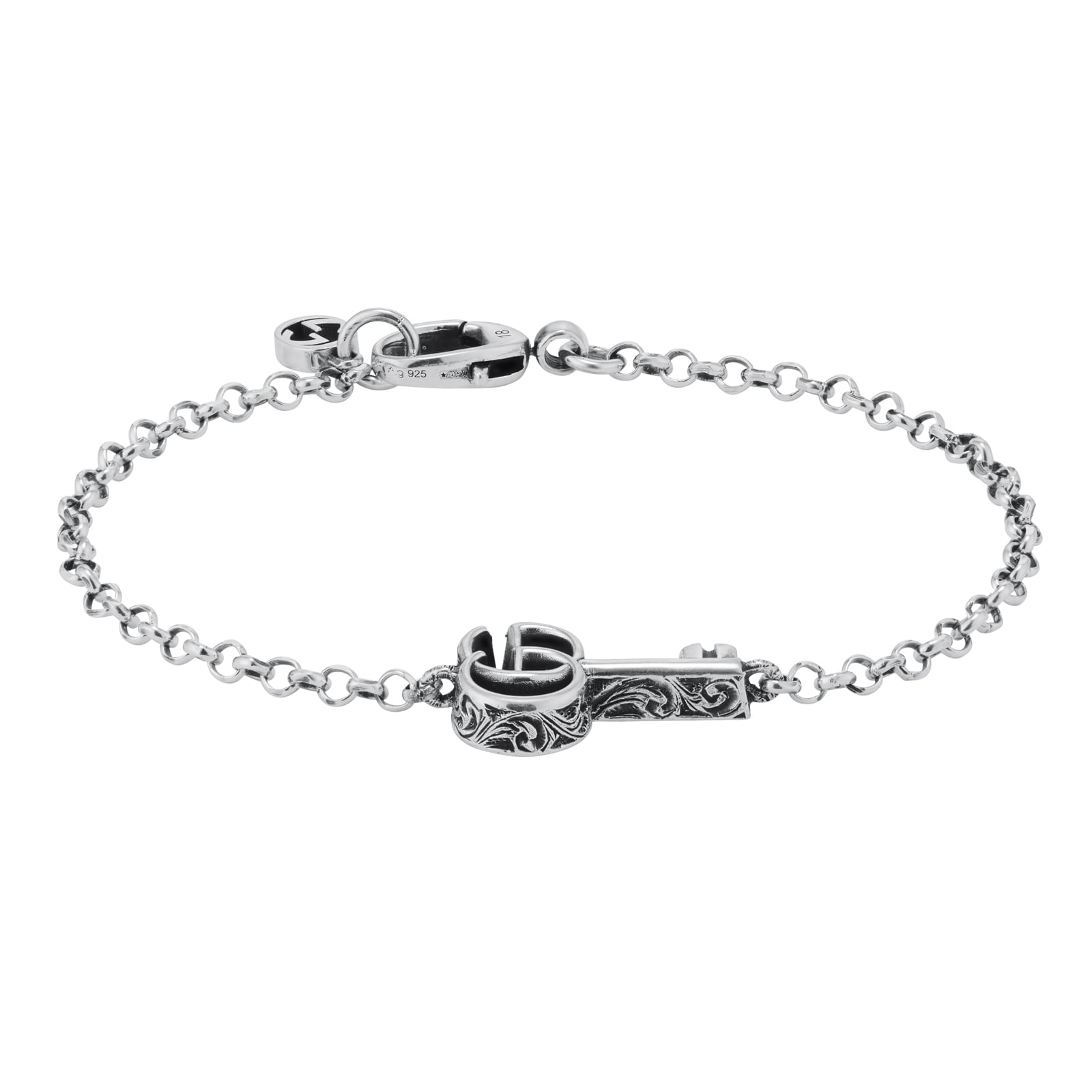 Sterling Silver GG Marmont Key Bracelet - 18cm