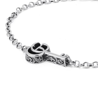 Gucci Sterling Silver GG Marmont Key Bracelet - 18cm