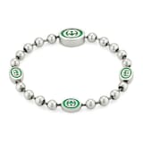 Gucci Sterling Silver & Green Enamel Boule Bracelet - 19cm