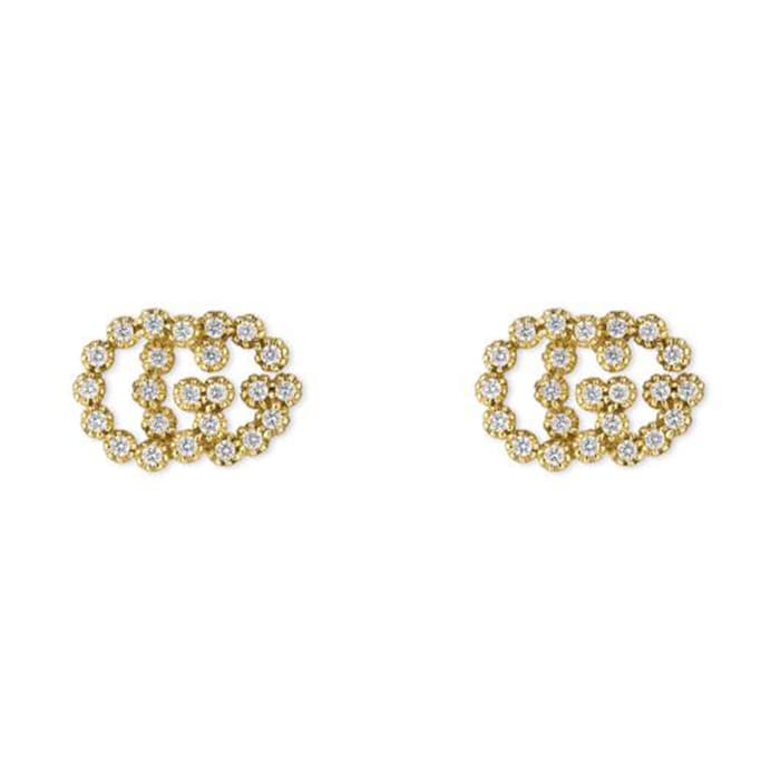 Gucci 18ct Yellow Gold GG Running Diamond Earrings