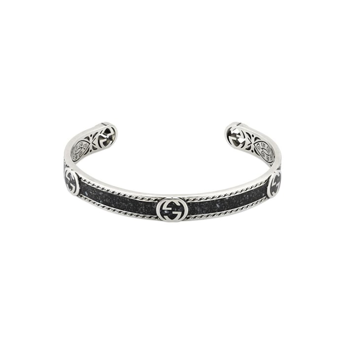 GUCCI Gucci Interlocking Sterling Silver & Black Enamel Bracelet