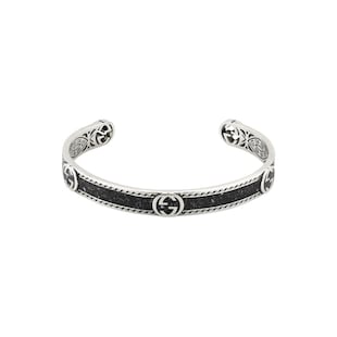 Gucci Gucci Interlocking Sterling Silver & Black Enamel Bracelet