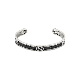 37341630 - Gucci Interlocking Sterling Silver & Black Enamel Bracelet