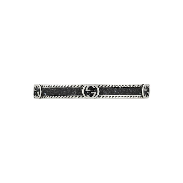 GUCCI Gucci Interlocking Sterling Silver & Black Enamel Bracelet