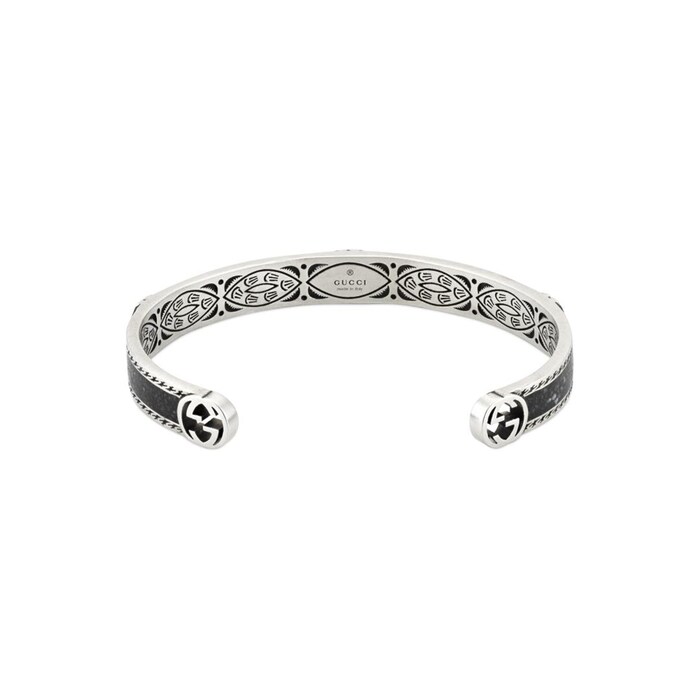 GUCCI Gucci Interlocking Sterling Silver & Black Enamel Bracelet