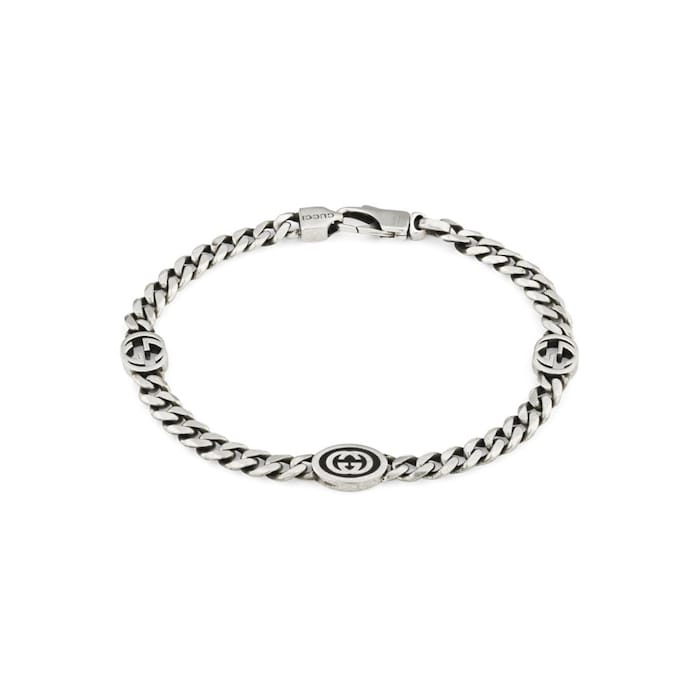 GUCCI Gucci Interlocking Aged Sterling Silver Bracelet