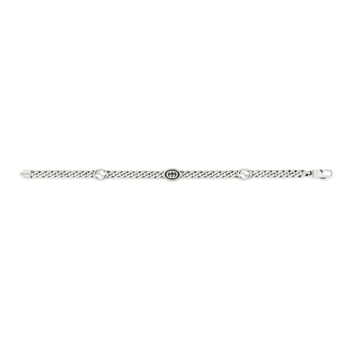 GUCCI Gucci Interlocking Aged Sterling Silver Bracelet