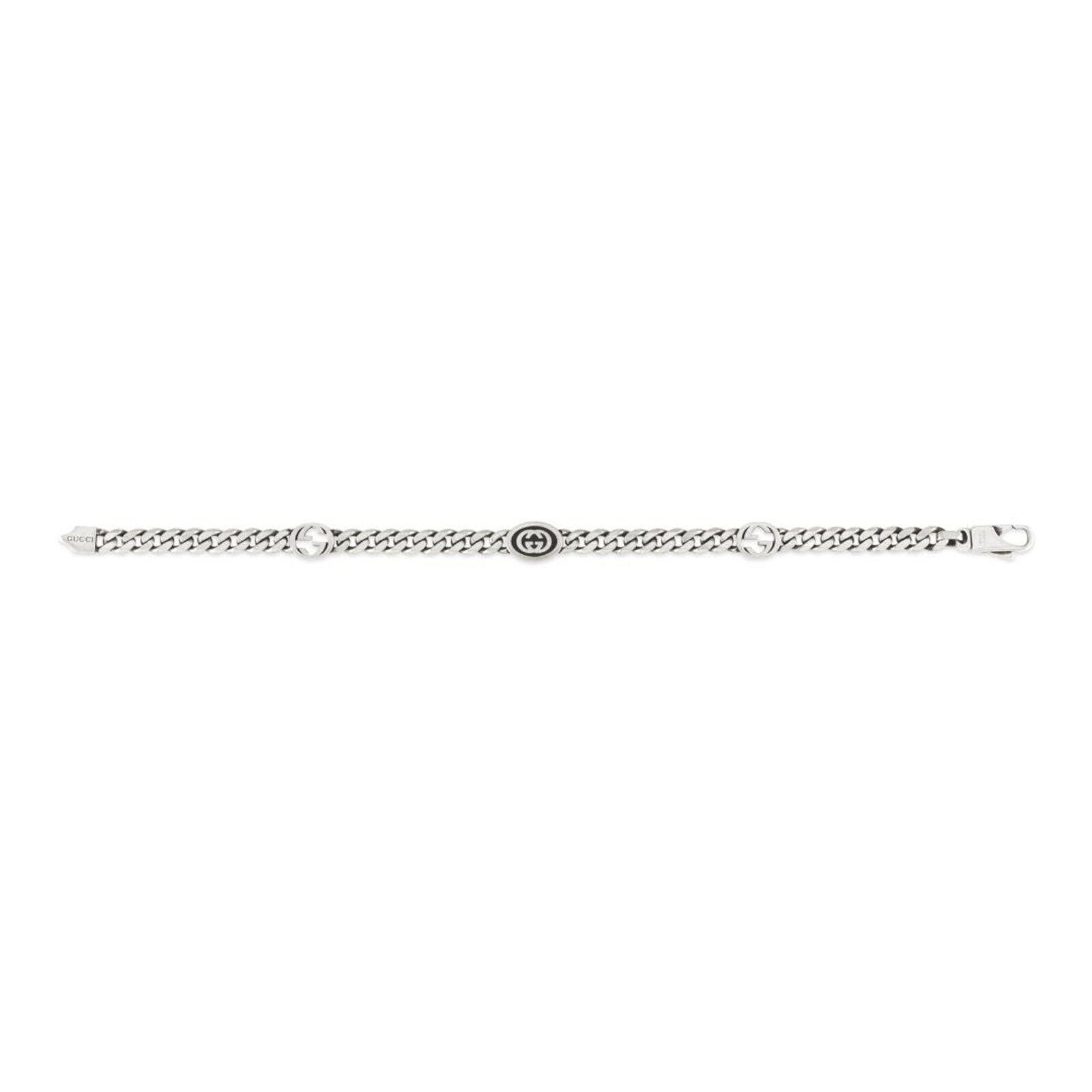 GUCCI Gucci Interlocking Aged Sterling Silver Bracelet