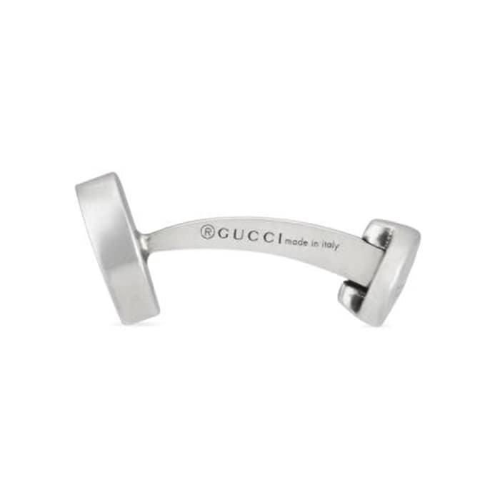 Gucci Sterling Silver & Black Interlocking G Cufflinks