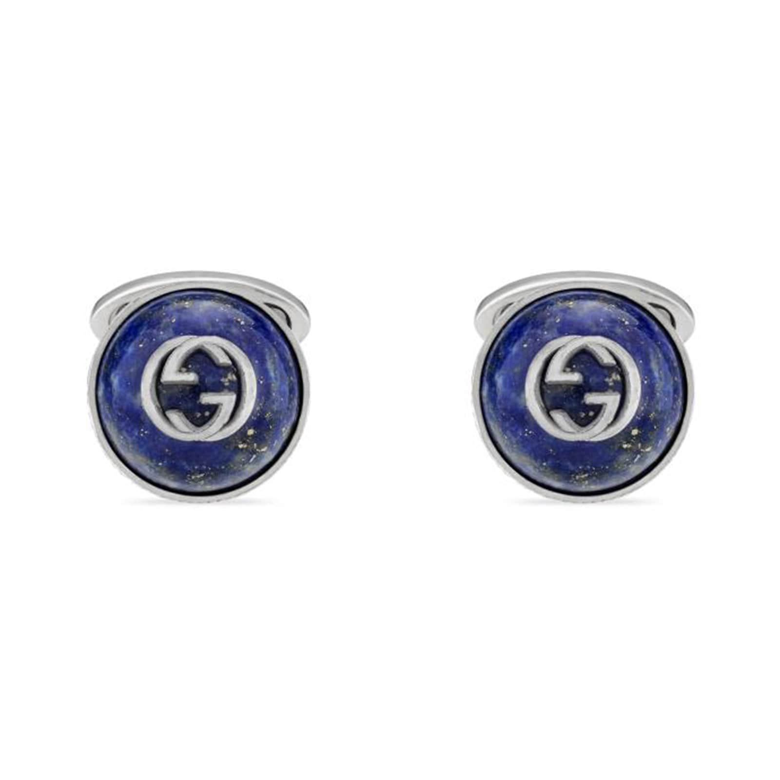 Gucci Sterling Silver Interlocking G Lapis Cufflinks Gucci Sterling Silver Interlocking G Lapis Cufflinks