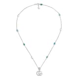 Gucci Sterling Silver GG Marmont  Multi Stone Necklace