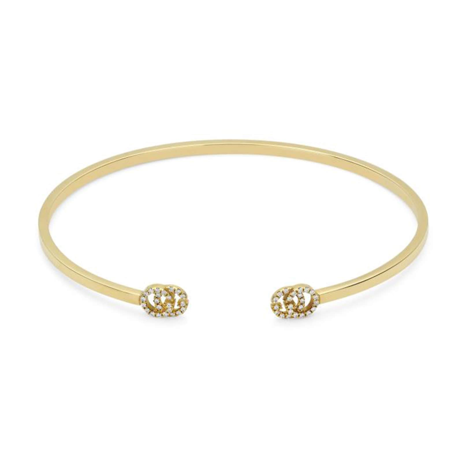 Gucci 18ct Yellow Gold GG Running Diamond Bangle - 17cm