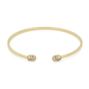 Gucci 18ct Yellow Gold GG Running Diamond Bangle - 17cm