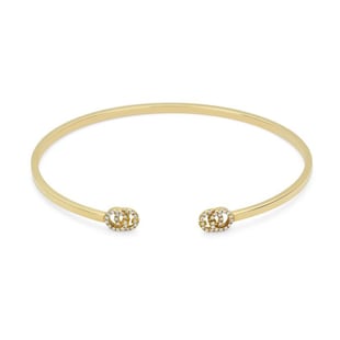 Gucci 18ct Yellow Gold GG Running Diamond Bangle - 18cm