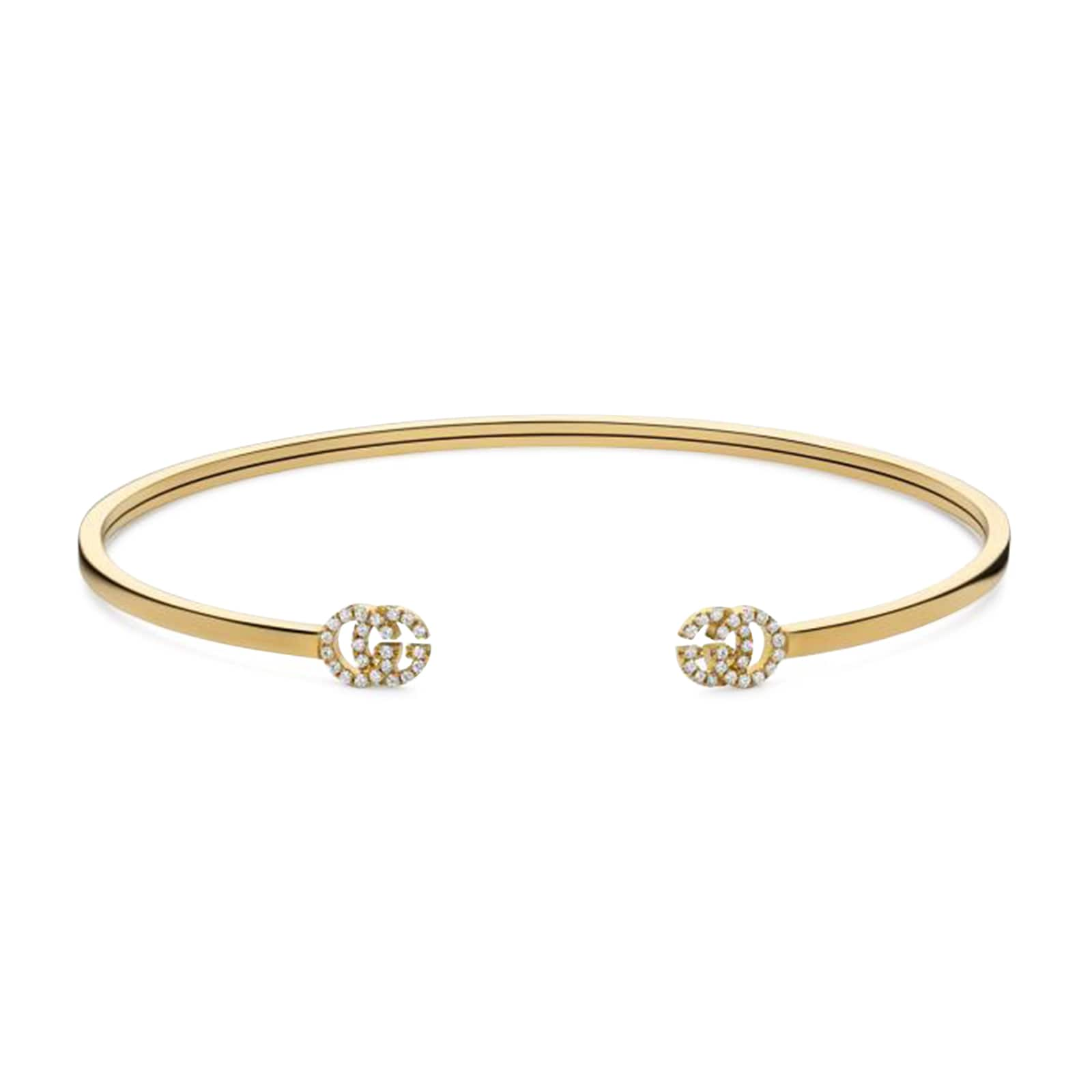 Gucci 18ct Yellow Gold GG Running Diamond Bangle - 18cm