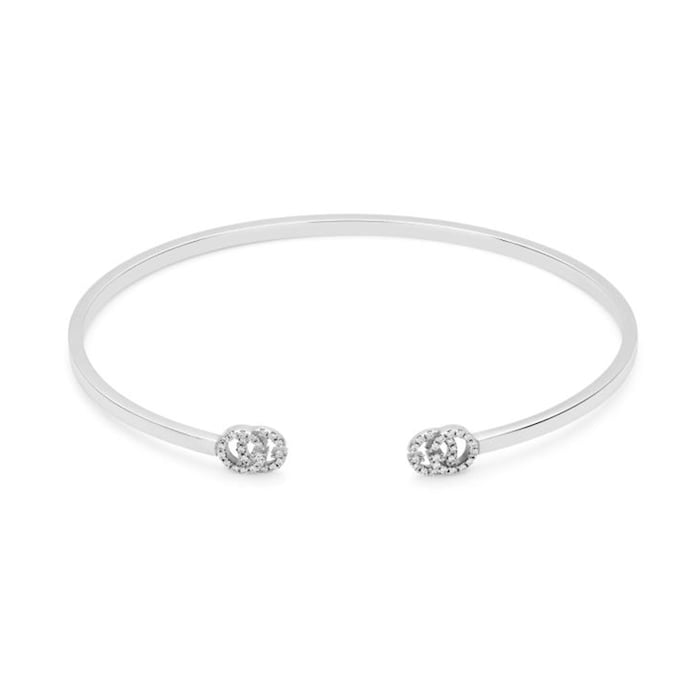 Gucci 18ct White Gold GG Running Diamond Bangle - 16cm