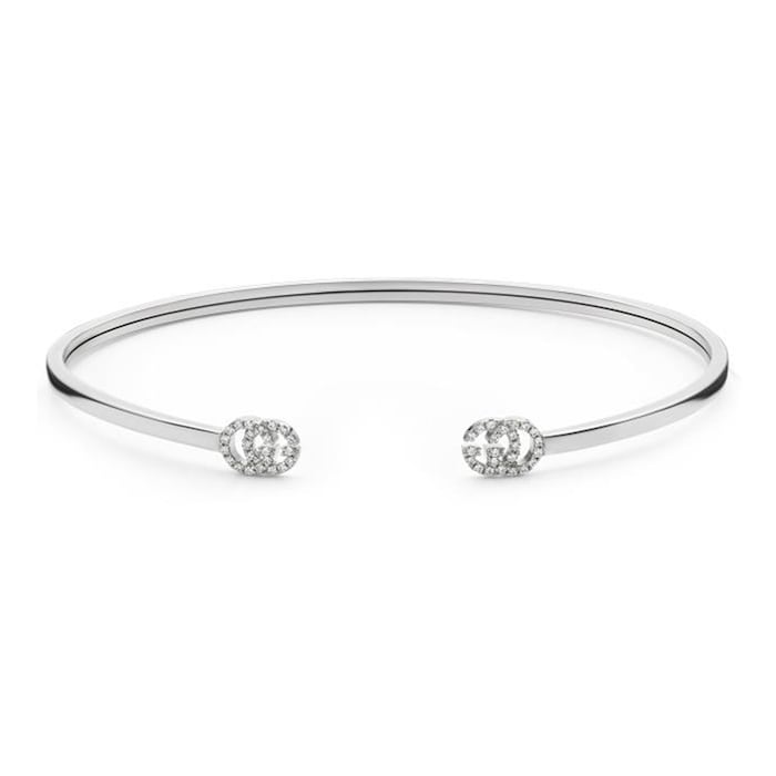 Gucci 18ct White Gold GG Running Diamond Bangle - 16cm