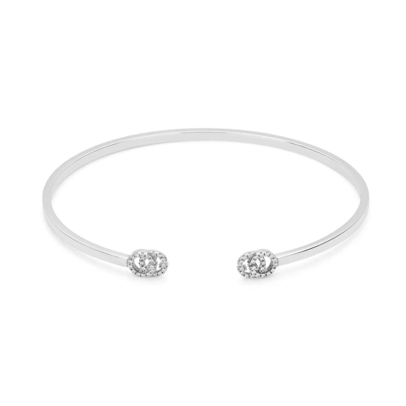 18ct White Gold GG Running Diamond Bangle - 18cm