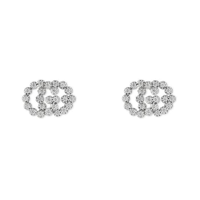 Gucci 18ct White Gold GG Running Diamond Earrings
