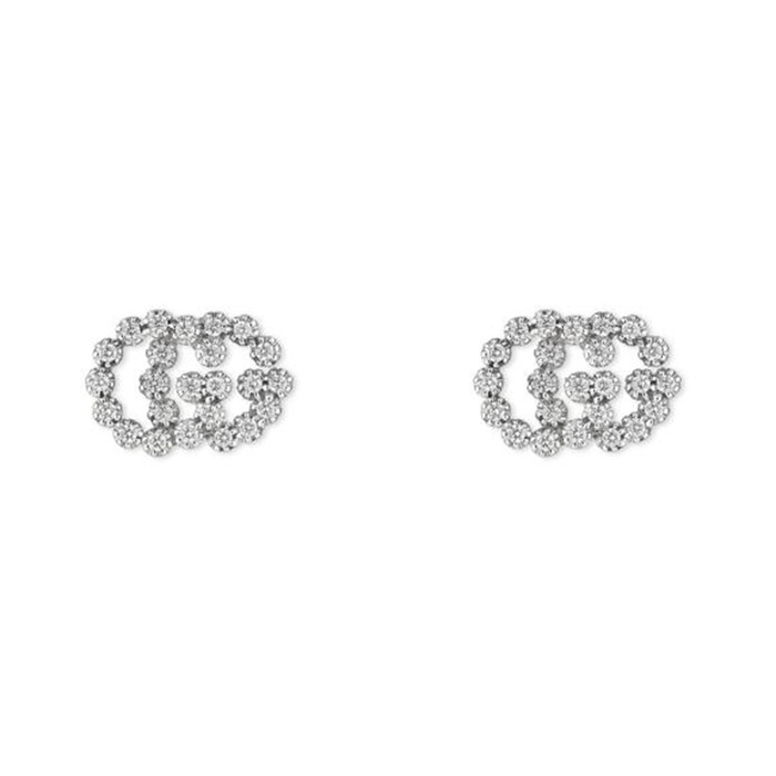 Gucci 18ct White Gold GG Running Diamond Earrings