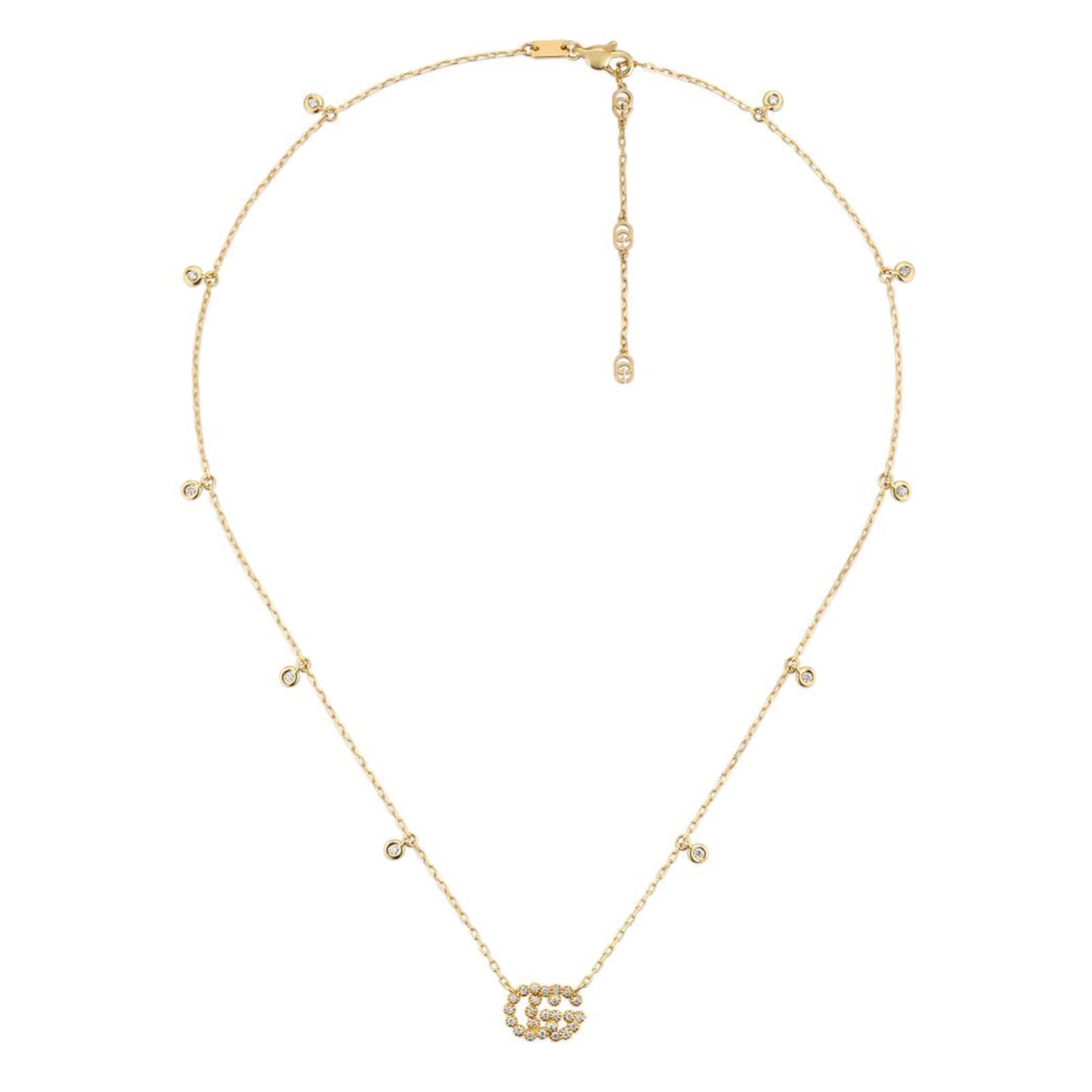 Gucci 18ct Yellow Gold Diamond Necklace YBB48162400100U | Goldsmiths