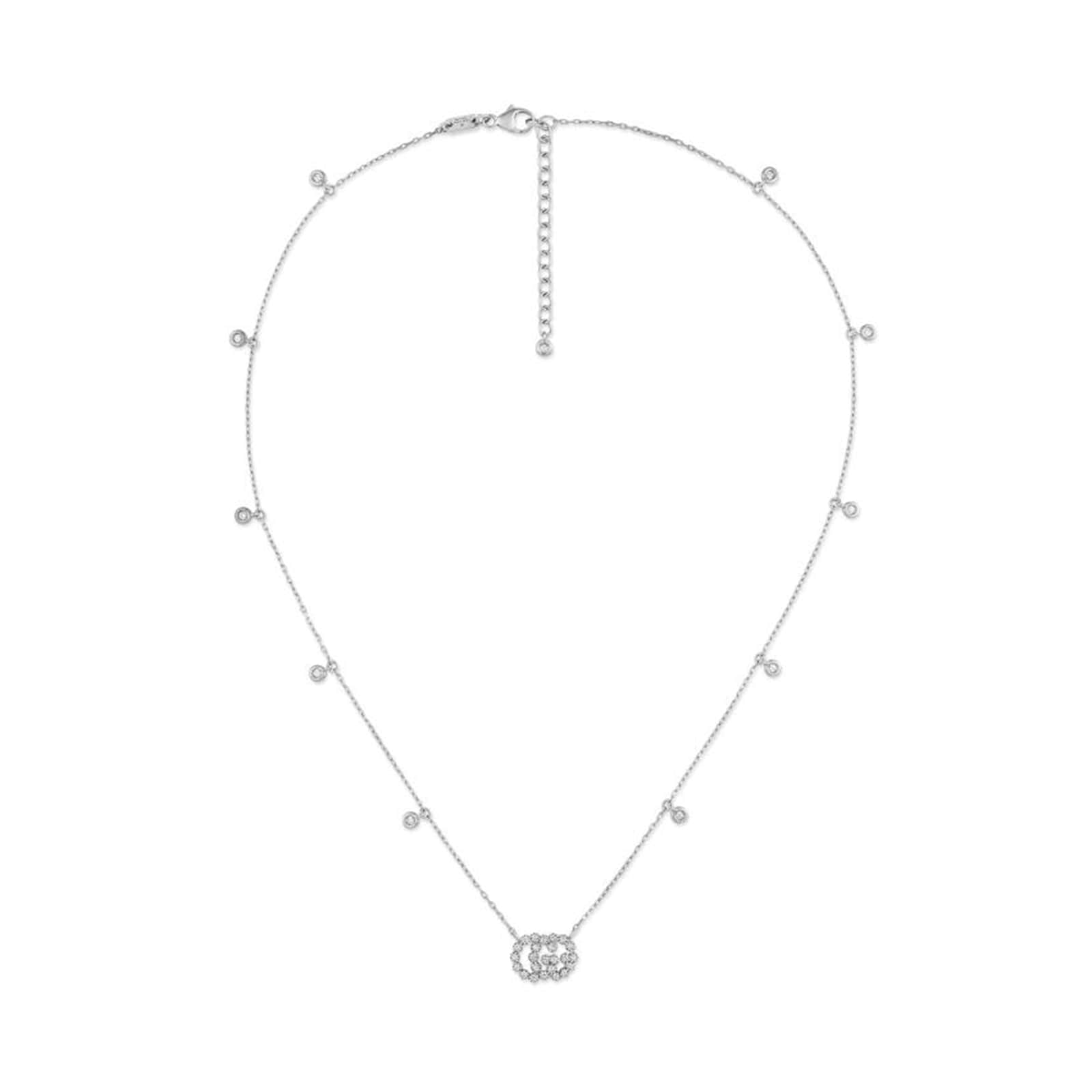 Gucci 18ct White Gold GG Running Diamond Necklace