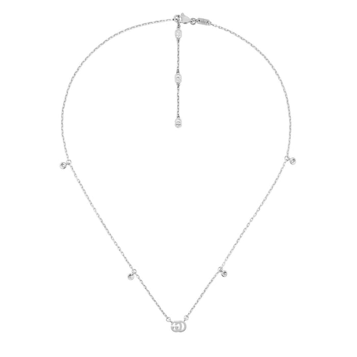 GUCCI 18ct White Gold GG Running Diamond Necklace
