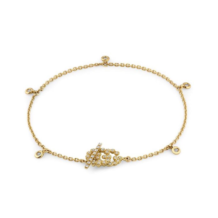 Gucci 18ct Yellow Gold Diamond Bracelet -18cm