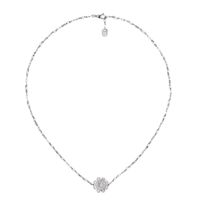 Gucci 18ct White Gold Flora Diamond & Pearl Necklace