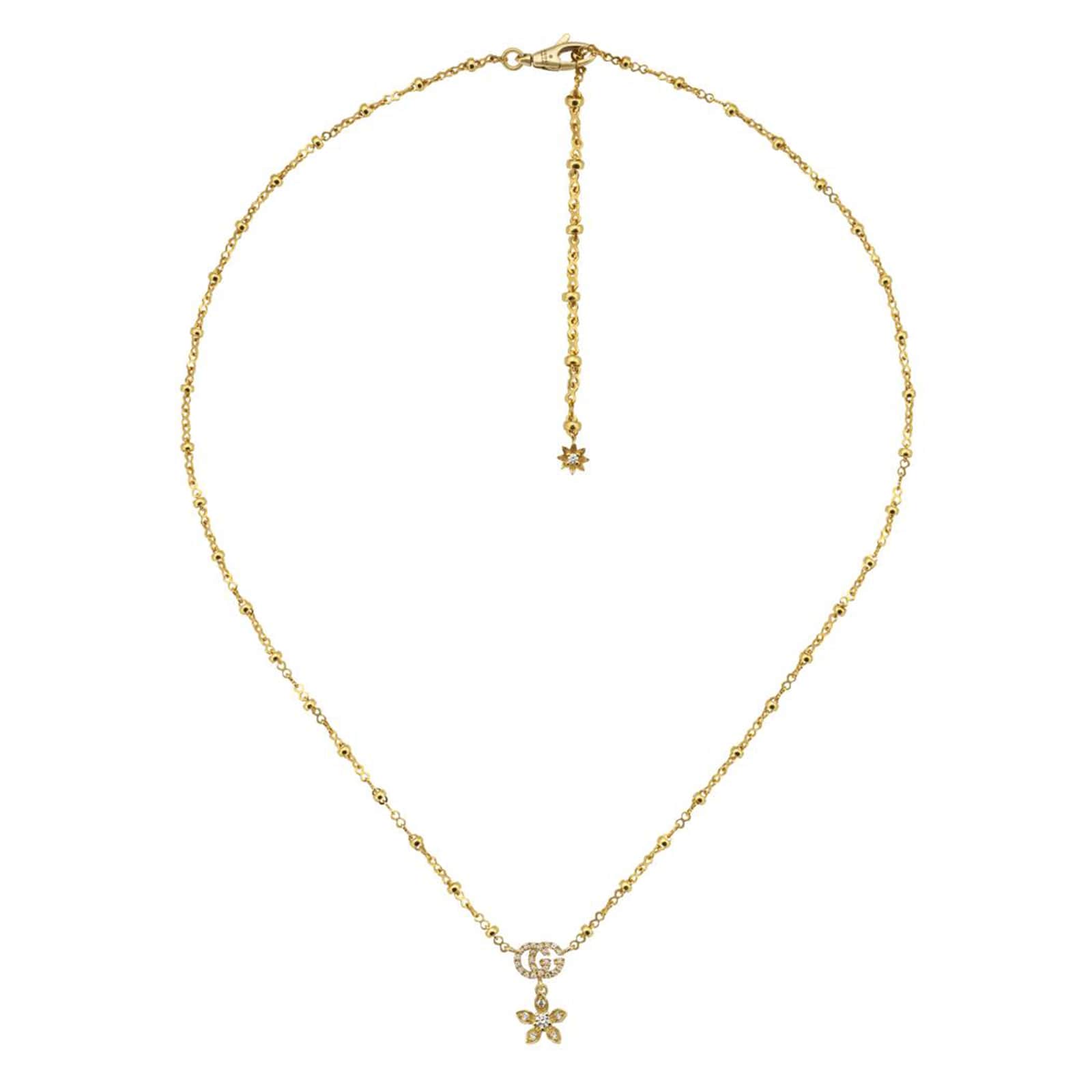 Gucci 18ct Yellow Gold Diamond Flora Necklace
