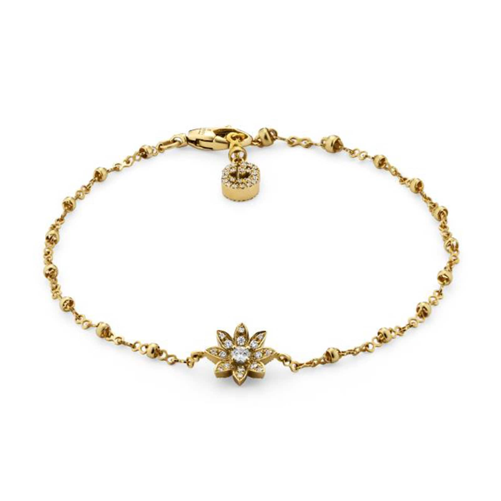 Gucci 18ct Yellow Gold Diamond Flora Bracelet