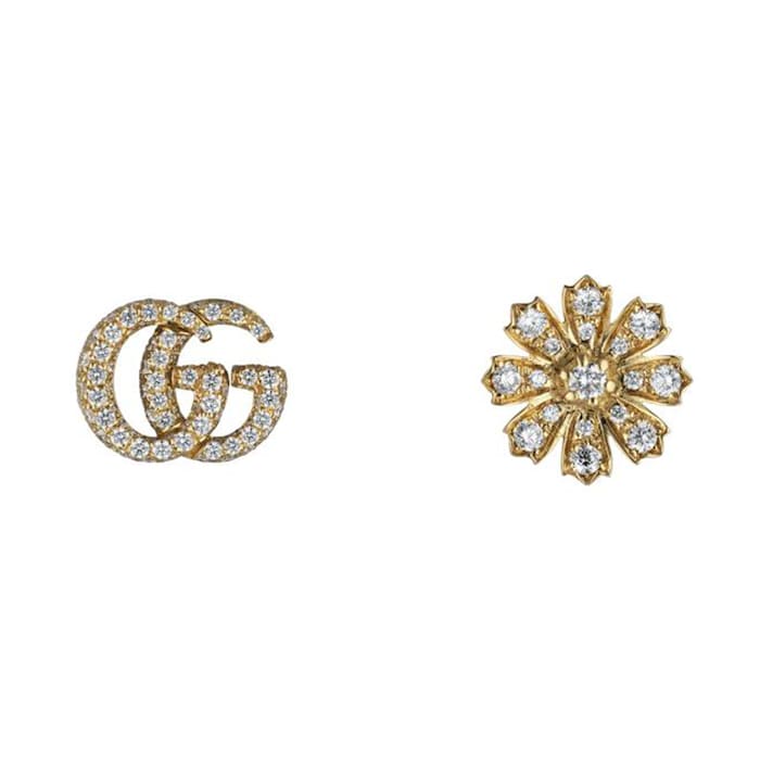 Gucci 18ct Yellow Gold Flora Diamond Earrings