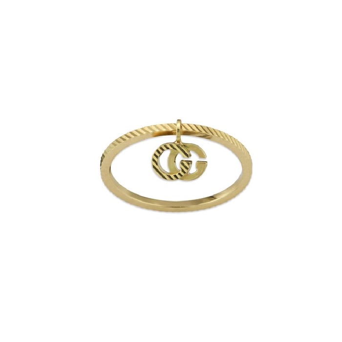 Gucci 18ct Yellow Gold GG Running Charm Ring