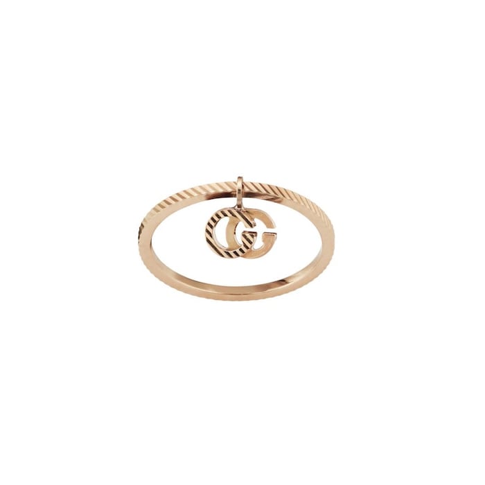 Gucci 18ct Rose Gold GG Running Charm Ring