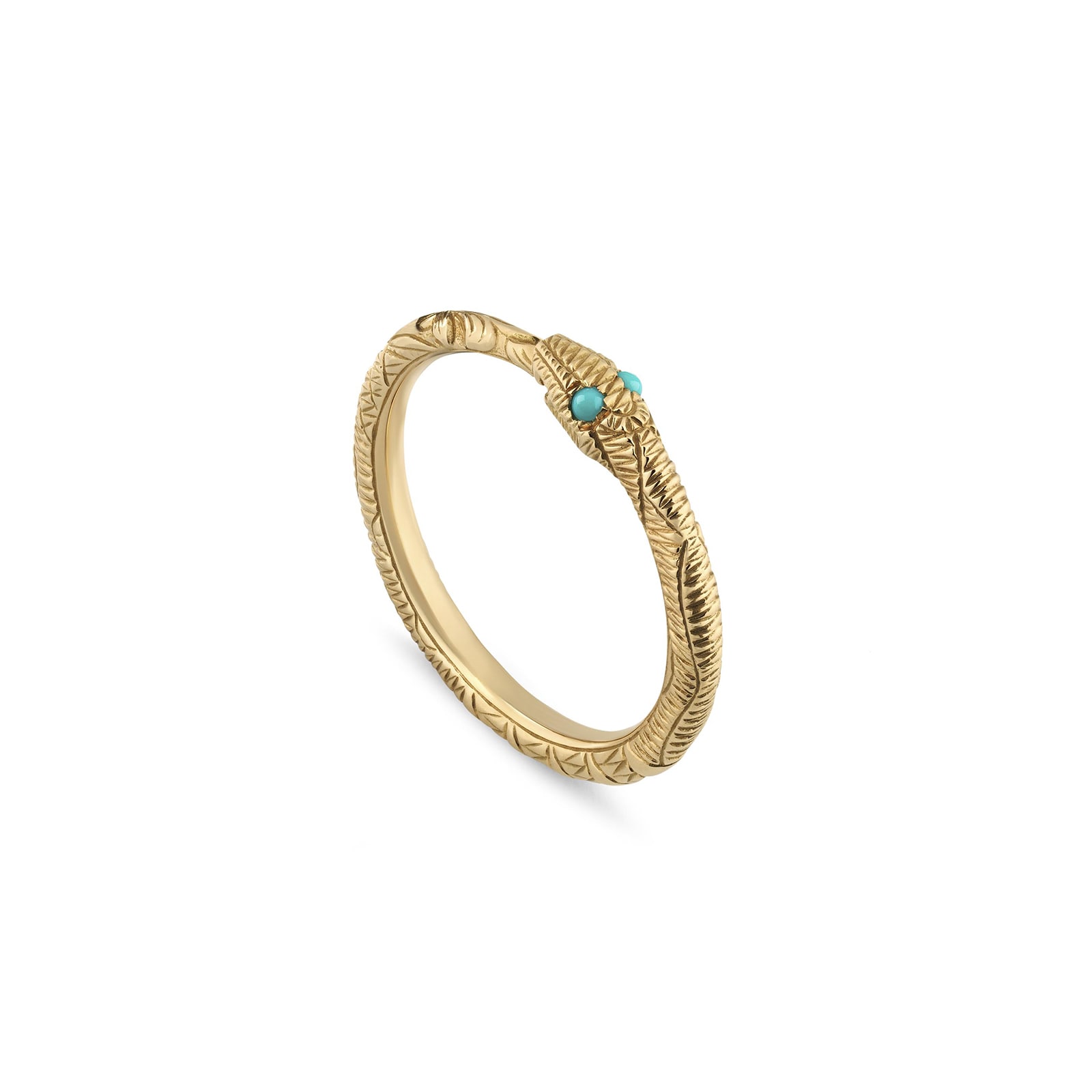 18ct Yellow Gold Ouroboros Turquoise Snake Ring
