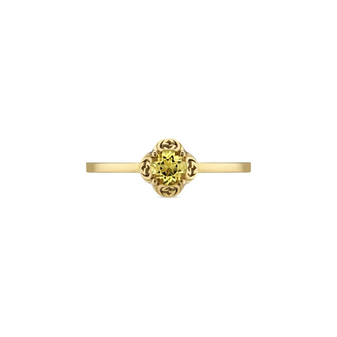 Gucci Gucci Interlocking 18ct Yellow Gold & Beryl Ring